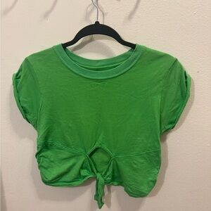 Urban Outfitters Green Women's Tie-Front Crop Top